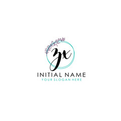 ZX Initial letter handwriting and signature logo. Beauty vector initial logo .Fashion  boutique  floral and botanical