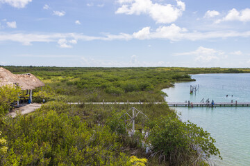 Fototapeta premium Laguna de Kaan Luur en Tulum, Quintana Roo, México.