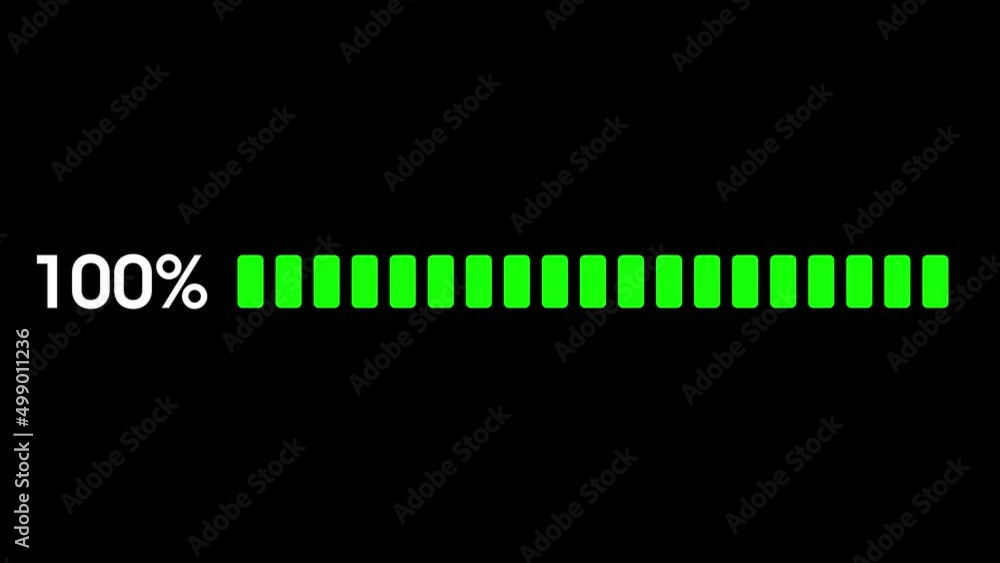 Poster digital scale is filled to 100 percent. loading scale. percentage green bars animation