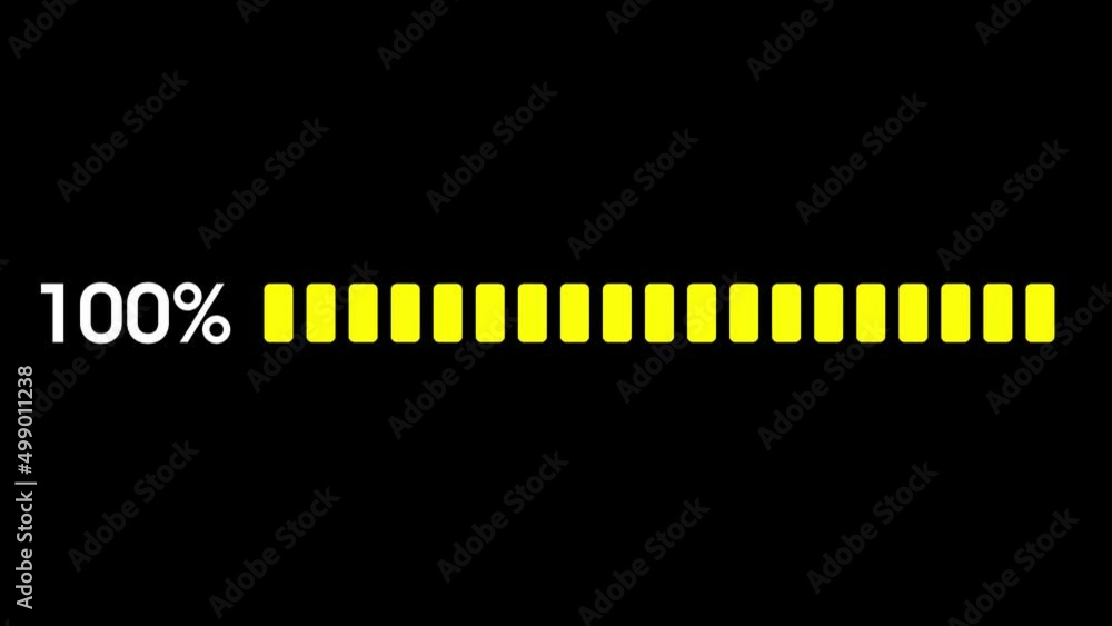 Poster digital scale is filled to 100 percent. loading scale. percentage yellow bars animation