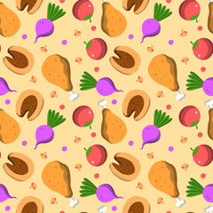 Hand drawn world food safety day seamless pattern.