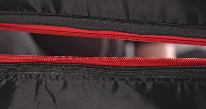 Packing and checking luggage view from inside