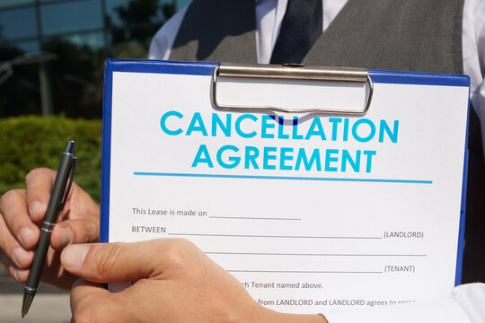 Cancellation agreement is shown on the photo using the text
