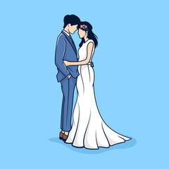 Fototapeta premium Hand drawn wedding couple illustration