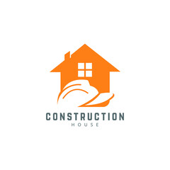 house construction logo design concept house and construction helmet