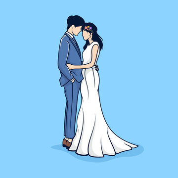 Hand drawn wedding couple illustration