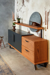 sideboard in modern interior .decorative 