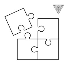 Set of black and white puzzle pieces isolated on a white background. Vector illustration
