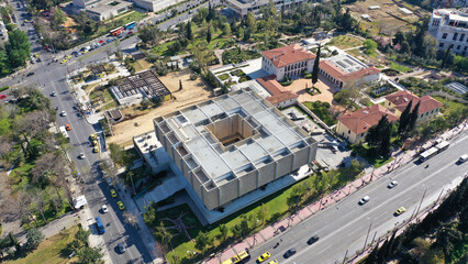 Aerial drone photo of war museum building in the heart of Athens, Attica, Greece