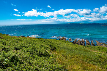 Fototapeta na wymiar Küste in Irland - Grüne Landschaft & blaues Wasser