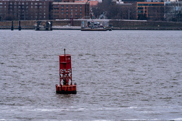 Buoy floating in New York Harbor - Red Right Return.   