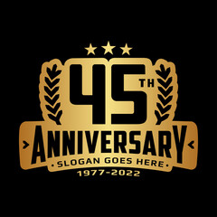 45 years anniversary logo design template. 45th anniversary celebration logotype. Vector and illustration.