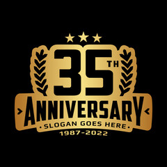 35 years anniversary logo design template. 35th anniversary celebration logotype. Vector and illustration.