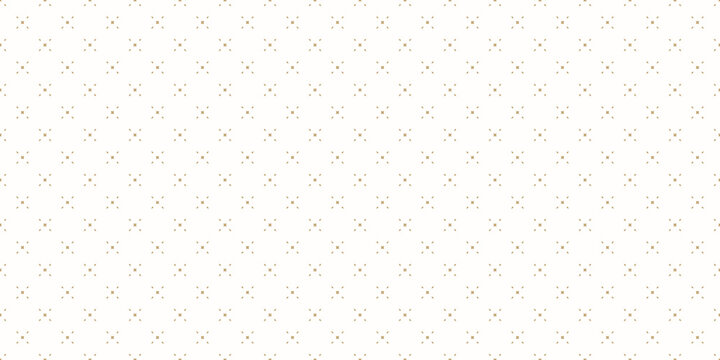 Vector golden minimalist background. Simple geometric seamless pattern with tiny diamond shapes, rhombuses, flower silhouettes. Subtle gold and white abstract texture. Elegant luxury decorative design