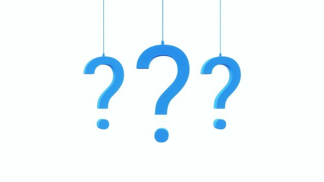 Blue Question mark minimalist animation on white background