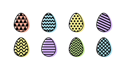 Easter eggs. Icon set. Vector