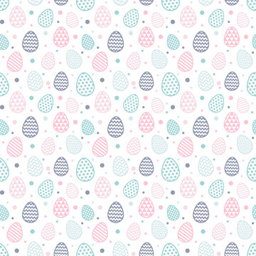 Concept of an Easter pattern with colourful eggs. Wallpaper concept. Vector © One Pixel Studio