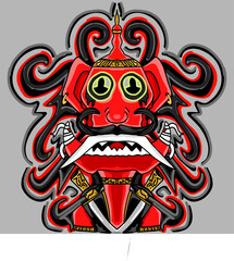 skull with wings and ribbon