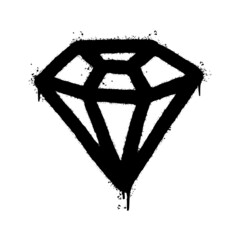 graffiti spray diamond with over spray in black over white. vector illustration. © Kebon doodle
