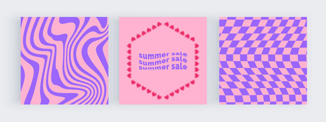 Pink and purple groovy retro design for social media
