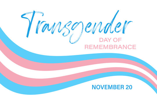 Transgender pride flag in baby blue, pink and white stripes. Vector background, banner template for Transgender Day of Remembrance, November 2022.