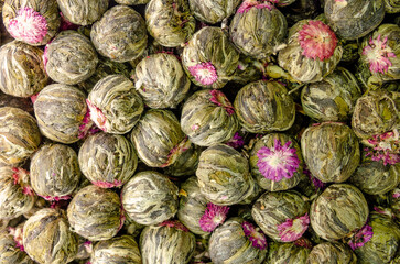 Fototapeta na wymiar jasmine tea balls at istanbul bazaar