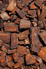 Scrap metal. Rusty iron and  Old rusty pieces of scrap iron, close-up. Design element, selective focus