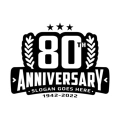Naklejka premium 80 years anniversary logo design template. 80th anniversary celebration logotype. Vector and illustration.