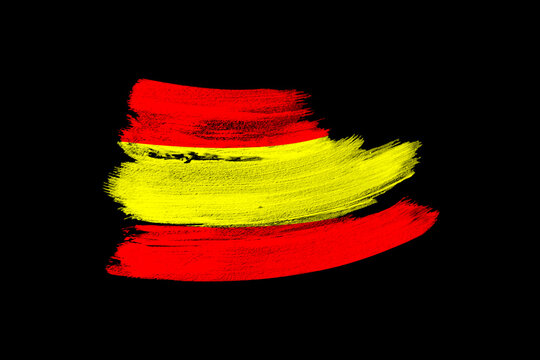 national flag of Spain, creative grunge brushstroke flag on isolated background, concept of politics, global business, trading, international cooperation, basis for designer