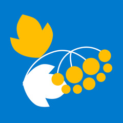 Ukrainian symbol viburnum, blue yellow color theme. Icon vector. The concept of peace in Ukraine. Illustration for design and web. Ukraine simple art. No war. Stand with Ukraine.