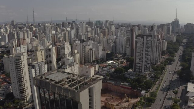 Great Avenue in the big city. Avenue May 23 in Sao Paulo, Brazil, South America.
