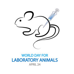 World Day FOR Laboratory Animals rat and syringe, vector art illustration.