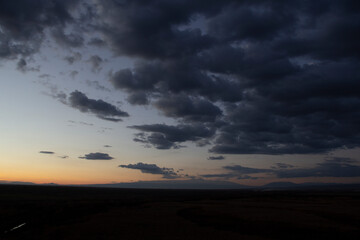 dark clouds after sunset