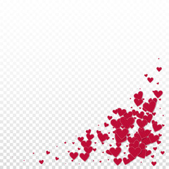 Red heart love confettis. Valentine's day corner c