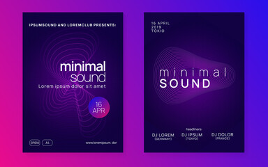 Neon club flyer. Electro dance music. Trance party dj. Electronic sound fest. Techno event poster.