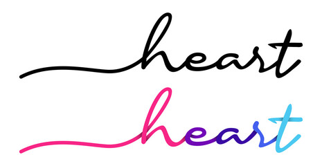 Heart Handwriting Black & Colorful Lettering Calligraphy Banner. Greeting Card Vector Illustration.