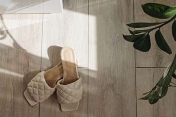 Modern feminine beige color summer sandals