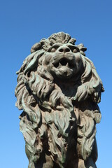 Close-up on one of the Lion Sculptures of Sofia's famous Lions' Bridge