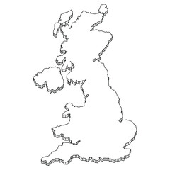 England Map with 3D Outline Geometric Construction.