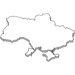 Ukraine Map with 3D Outline Geometric Construction.
