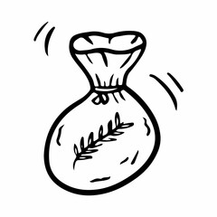 doodle sack of rice hand drawn vector outline icon illustration template