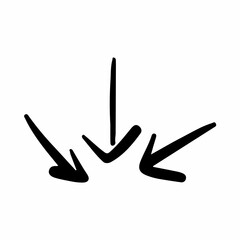 simple doodle hand drawn center arrow direction vector outline icon illustration template