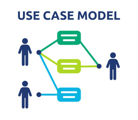 UML diagram. Use case model vector illustration. - obrazy, fototapety, plakaty