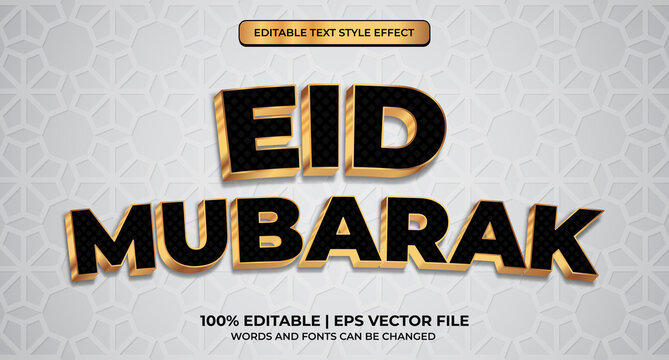 Luxury Eid Mubarak Text Effect. Eid Mubarak 3d text Effect Style. Editable 3D Text Effect With Eid mubarak Text Concept