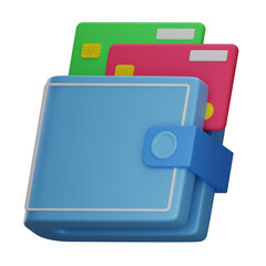 3D Wallet illustration with credit card