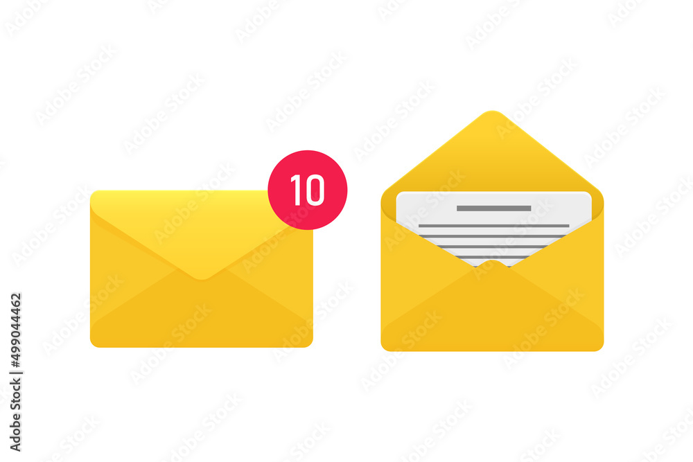 Aufkleber set of envelopes icons with a picture of a closed letter. paper document enclosed in an envelope. de