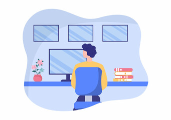 Security Room in Police Station Vector Illustration with Interior and Multiple Monitors on Flat Cartoon Style