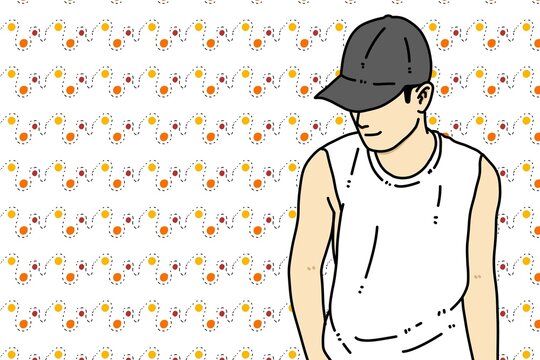 cute man cartoon on color background