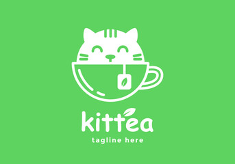 Little cat logo, suitable for the tea shops, cafes, and others.
