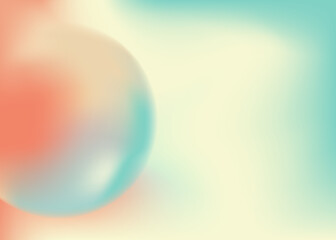 Holographic gradient sphere in pastel colors. Vibrant gradient bright glowing round on blue background. Vector Illustration